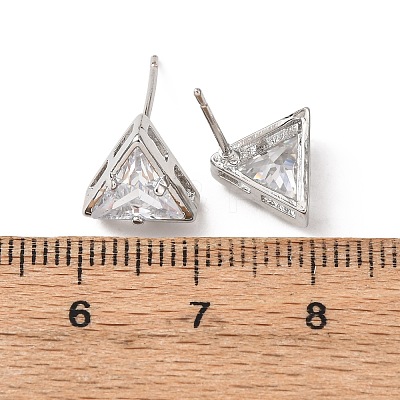 Brass Micro Pave Clear Cubic Zirconia Stud Earrings EJEW-C174-02F-P-1