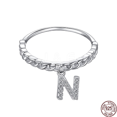 Rhodium Plated 925 Sterling Silver Micro Pave Clear Cubic Zirconia Finger Ring for Women RJEW-F150-16B-11P-1