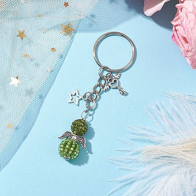 Alloy with Glass Seed Beads Keychain KEYC-MZ00010-05-1