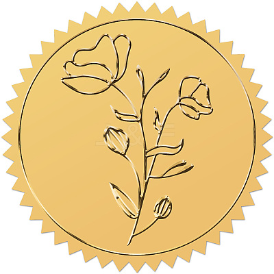 Plastic Self Adhesive Gold Foil Embossed Stickers DIY-WH0575-008-1