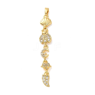 Brass Micro Pave Clear Cubic Zirconia Pendants KK-D101-01A-G-1