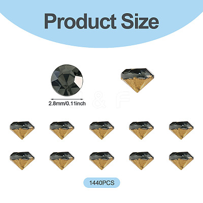 1 Bag Pointed Back Glass Rhinestone Cabochons RGLA-TADJ0001-01A-03-1