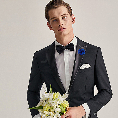 4Pcs 4 Colors Flower Polyester Lapel Pin Brooches for Men JEWB-FG0001-21-1