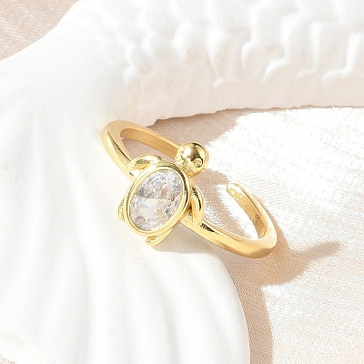 Clear Cubic Zirconia Open Cuff Rings RJEW-A061-03G-1