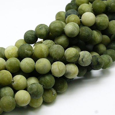 Round Frosted Natural TaiWan Jade Bead Strands LS-G-M248-4mm-02-1