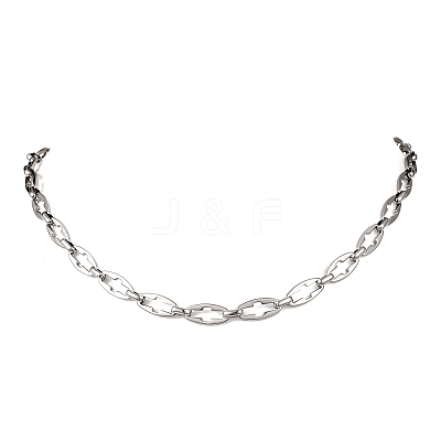 304 Stainless Steel Cross Link Chain Necklaces for Women Men NJEW-JN05431-01-1