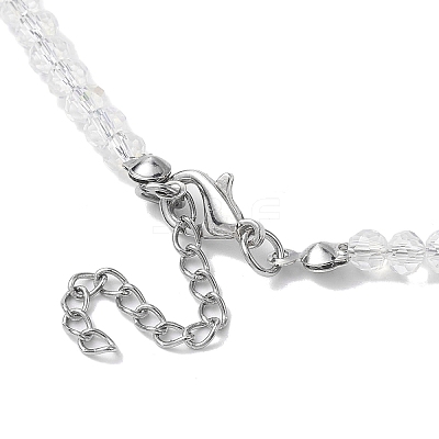 Glass with Rose Quartz Beaded Necklaces NJEW-JN04680-02-1