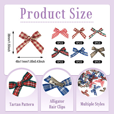30Pcs 6 Colors Cloth Alligator Hair Clips PHAR-TA0001-18-1