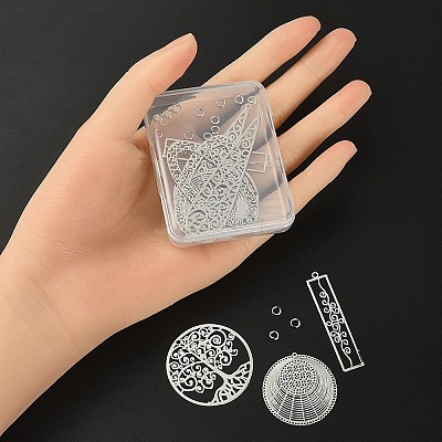 10Pcs 5 Style Brass Filigree Pendants KK-YW0001-49-1