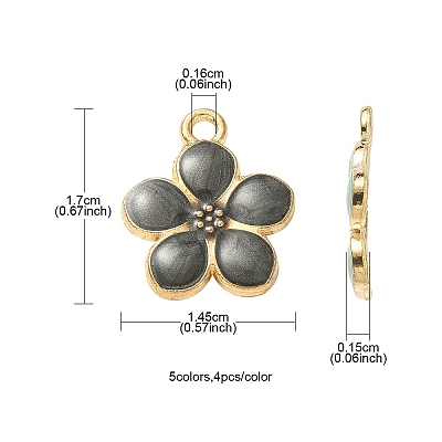 20Pcs 5 Colors Light Gold Plated Alloy Enamel Pendants ENAM-YW0002-93-1