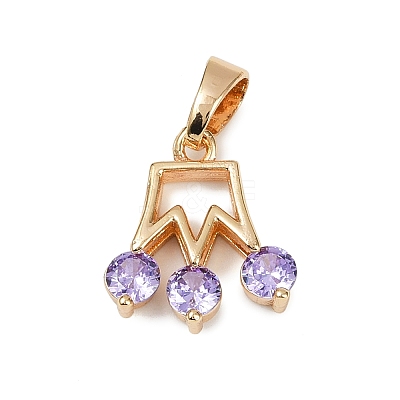 Brass Micro Pave Cubic Zirconia Pendants KK-E795-06KCG-01-1