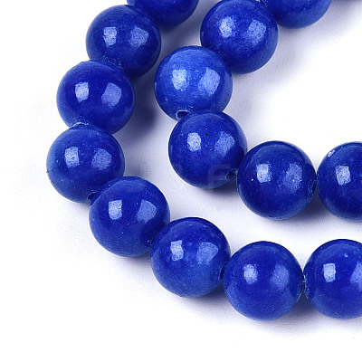 Dyed Natural Mashan Jade Round Beads Strands G-T139-8mm-67E-1