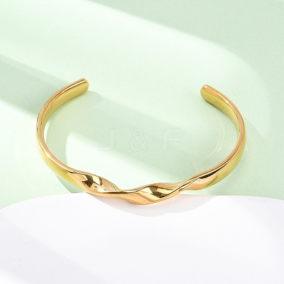 304 Stainless Steel Cuff Bangles for Women BJEW-D361-03G-1