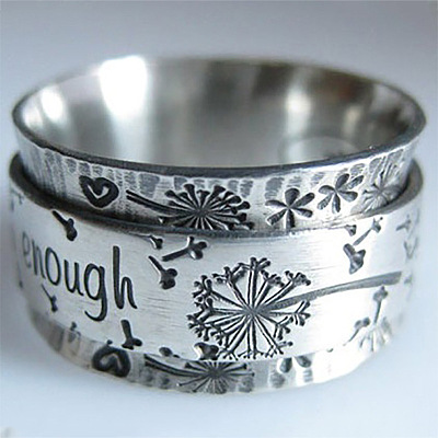 Dandelion with Word Pattern Alloy Finger Rings FS-WG2A4E2-01-1