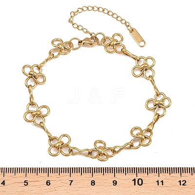 304 Stainless Steel Flower Link Chain Bracelets for Women STAS-H249-20G-1
