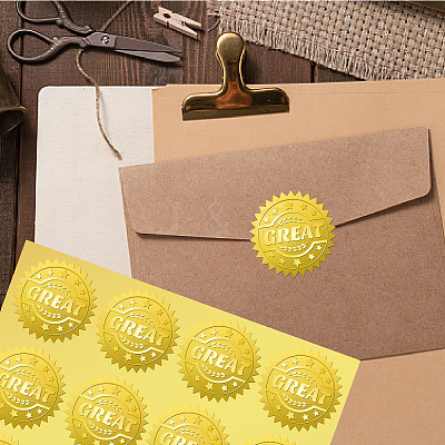 34 Sheets Self Adhesive Gold Foil Embossed Stickers DIY-WH0509-035-1