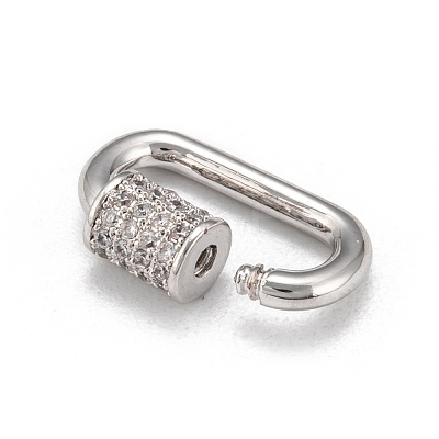 Brass Micro Pave Cubic Zirconia Screw Carabiner Lock Charms ZIRC-G160-22P-1