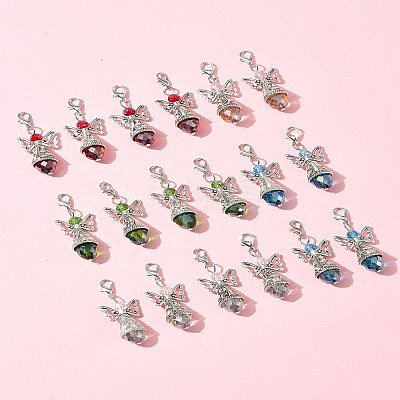 20Pcs 5 Colors Angel Glass Acrylic Pendants HJEW-FS00016-1