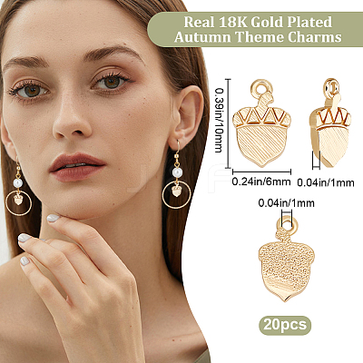 20Pcs Autumn Theme Brass Charms KK-BBC0014-61-1