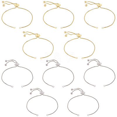 10Pcs 2 Colors Rack Plating Brass Chain Bracelet Making KK-BBC0021-96-1