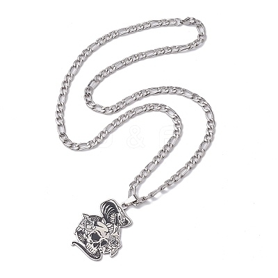 Snake with Skull 201 Stainless Steel Pendant Necklaces NJEW-K253-30P-1
