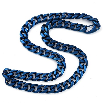 Ion Plating(IP) 304 Stainless Steel Cuban Link Chain Necklaces for Men NJEW-B116-07BL-1