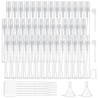 80Pcs Empty Portable Plastic Spray Perfume Bottle with 2Pcs Plastic Pump with 2Pcs Mini Transparent Plastic Funnel Hopper with 6Pcs Disposable Plastic Droppe AJEW-BC0007-50A-1