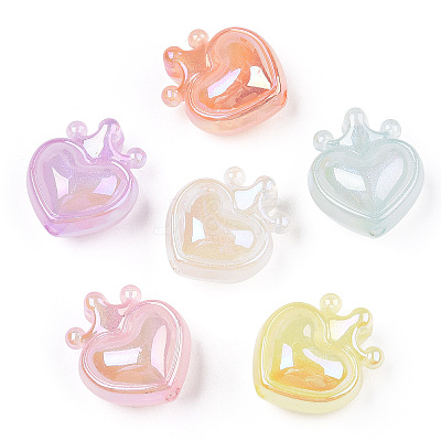UV Plating Rainbow Iridescent Acrylic Beads OACR-T027-01-A-1