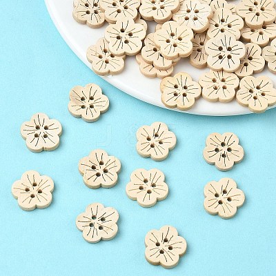 Carved 4-hole Basic Sewing Button in Flower Shape NNA0YYS-1