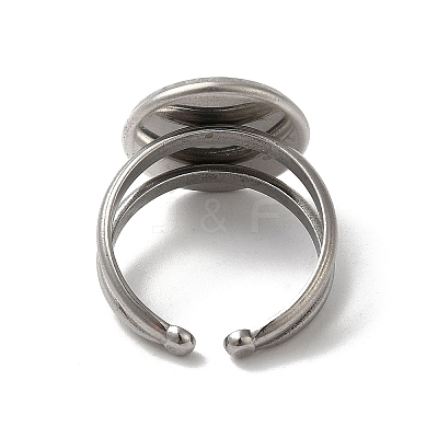 Non-Tarnish 304 Stainless Steel Cuff Ring Settings STAS-E202-02A-P-1