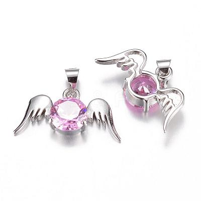 Brass Cubic Zirconia Pendant ZIRC-P016-45P-1