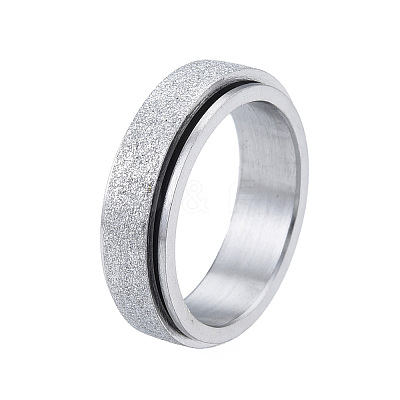Non-Tarnish 201 Stainless Steel Sand Blast Rotating Finger Ring RJEW-N043-06P-1