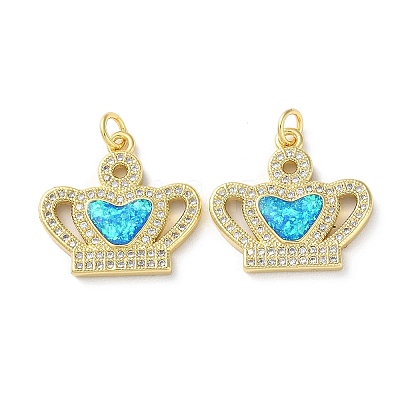 Brass Micro Pave Clear Cubic Zirconia Pendants KK-C045-01A-G-1