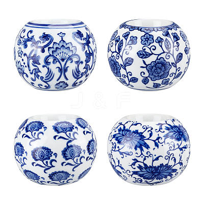 4Pcs 4 Styles Handmade Porcelain Candle Holders DJEW-OC0013-87-1