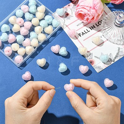 45Pcs 3 Colors Rubberized Style Opaque Acrylic Beads OACR-CJ0002-56-1