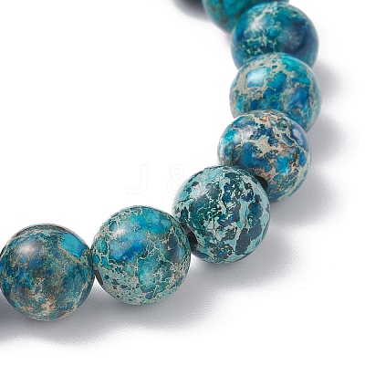 Dyed Natural Imperial Jasper Beads Stretch Bracelets for Men NJEW-JB12197-1