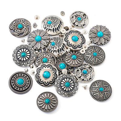 18 Sets 9 Styles Alloy Decorative Rivets BUTT-TA0001-20-1