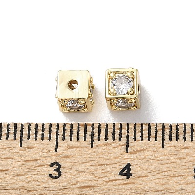 Brass Micro Pave Clear Cubic Zirconia Beads KK-Z049-03G-1