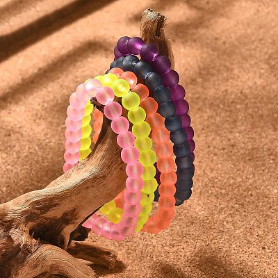 Stretchy Frosted Glass Beads Kids Bracelets for Children's Day BJEW-JB01768-1