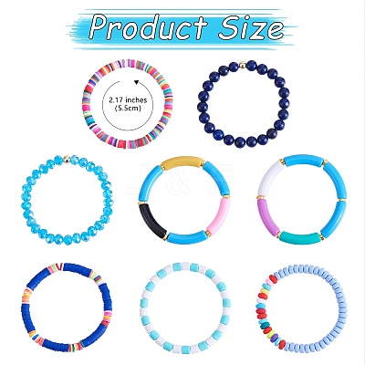 8Pcs 6 Style Synthetic Imperial Jasper & GLass Beaded Stretch Bracelets Set BJEW-SW00086-04-1