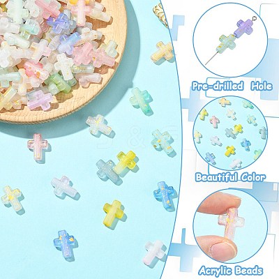 300Pcs 10 Colors Gradient Color Transparent Acrylic Beads OACR-CJ0002-44-1