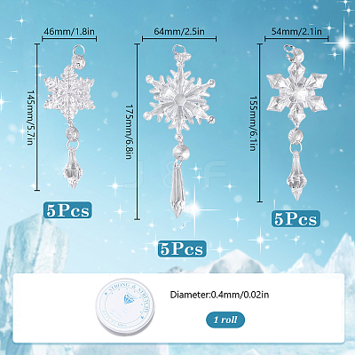 Acrylic Snowflake Pendant Decorations HJEW-SP0001-04C-1
