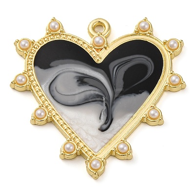 Smudge Pattern Alloy Pendants With ABS Imitation Pearls PALLOY-S034-03KCG-C-1