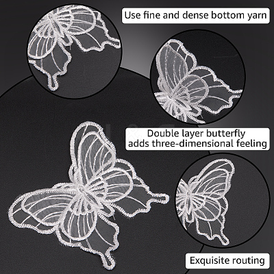 40Pcs 8 Styles Polyester Butterfly DIY-SP0006-25-1