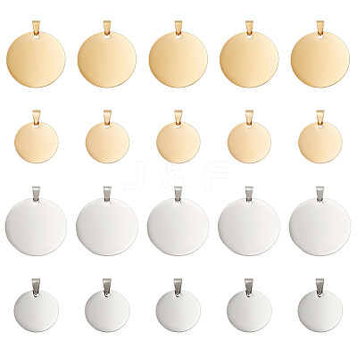 20Pcs 4 Styles 201 Stainless Steel Pendants STAS-GA0001-45-1