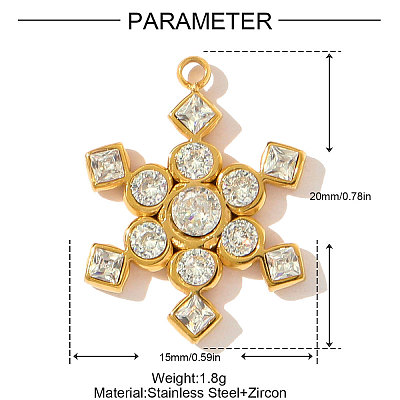 304 Stainless Steel with Cubic Zirconia Pendants STAS-OY002-97G-1