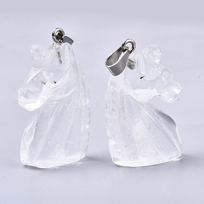 Carved Natural Quartz Crystal Pendants G-N0327-002M-1