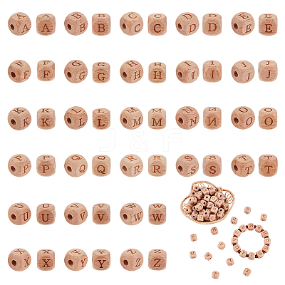 26Pcs Alphabet Wood European Beads WOOD-OC0002-72-1