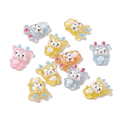 Christmas Reindeer Transparent Resin Cabochons X-RESI-G041-B03-1