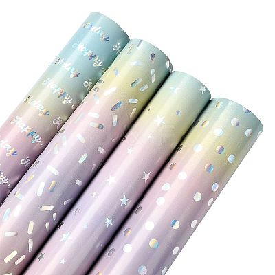 Rainbow Gradient Birthday Gift Wrapping Paper DIY-FZC0002-03C-1